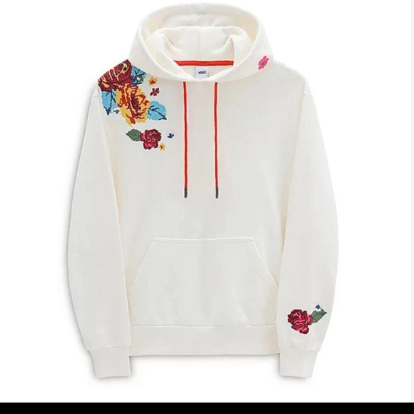 Vans Anaheim Factory Needlepoint/Embroidered Floral Hoodie White Size Small - Picture 1 of 5